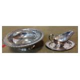 Silver-Plated Gravy Boat and Serving Bowl