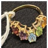 Gold Over Sterling Ring with Gemstone Accents