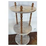 Three-Tier Marble and Wood Accent Table