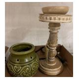 Wood Candle Holder and Ceramic Wax Warmer