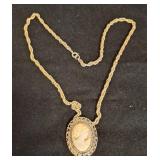 Gold-Tone Cameo Pendant Necklace
