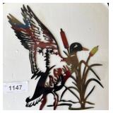 Metal Wall Art with Duck and Cattails Design