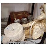 Decorative Doll, Wooden Box, and Mason Jars