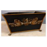 16-Inch Black Toleware Planter with Gold Accents