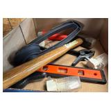 Box Lot With Tools and Attwood Marine Flusher