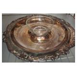 Silver-Plated Tray with Glass Bowl Insert