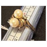 14K Gold Electroplated Pearl Ring