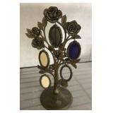 Bronze-Tone Rose Motif Standing Photo Frame Tree