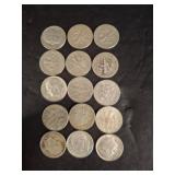 15 U.S. Silver Roosevelt Dimes