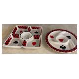 Ceramic Serving Dishes with Card Suit Motifs