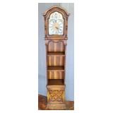 Wooden Grandfather Clock-Shaped Shelf Unit