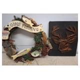 Gone Fishing Wreath and Deer String Art Panel