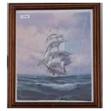 Framed Nautical Painting of a Sailing Ship