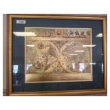 Framed World Map Print, 30ï¿½24, with Gold Frame