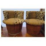 Childs Leopard-Print Barrel Chairs