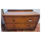 Two-Drawer Wooden Chest with Raised Back