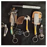 Miniature Damascus Steel Keychain Tool Set