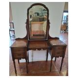 Wood Vanity with Mirror and Drawers, 48x17x64