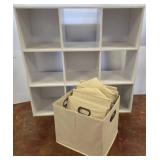 White 9-Cube Storage Organizer with Bin