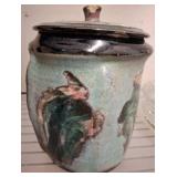 Lidded Handcrafted Ceramic Jar with Glaze