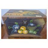 Hand-Painted Wood Storage Chest, 21x13x15