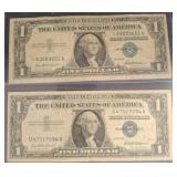 Two 1957 U.S. Silver Certificate $1 Bills