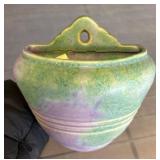 Green and Purple Ceramic Hanging Wall Pocket