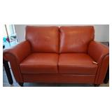 Two-Seater Red Leather Loveseat