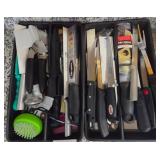 Kitchen Tools and Knives in Trays