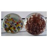 Two Caithness Glass Paperweights, Floral Designs