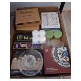 LED Lights, Candles, and Glass Coasters