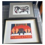 Two Framed Lithographs with Bold Designs