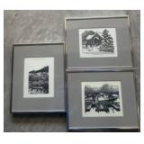 Three Framed Black-and-White Prints