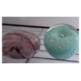 Signed Glass Paperweights, Swirled Design