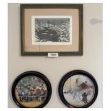 3 Framed Winter-Themed Artworks