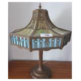 Metal Lamp with Stained Glass Shade