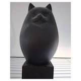 Matte Black Cat Sculpture on Square Base