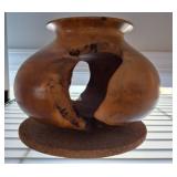 Hand-Turned Wood Vase with Openwork Design