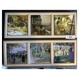 6 Framed Art Prints, Impressionist Style