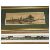 Framed Dutch Landscape Prints, Longest 33x6