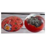Art Glass Paperweights in Red Tones