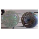 Two Artist-Signed Art Glass Paperweights