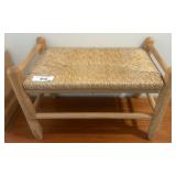 Rustic Wood Bench with Woven Rush Seat