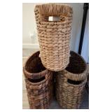 Three Woven Natural Fiber Baskets