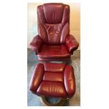 Benchmaster Leather Swivel Chair and Ottoman
