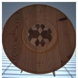 Wooden Plate With Geometric Inlay Design