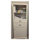 White Cabinet With Drawers and Shelving, 24x12x60