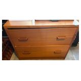 Two-Drawer Wooden Filing Cabinet With Lock Key