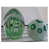 Murano Glass Paperweights with Floral Motifs