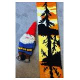 Latch Hook Rug and Gnome Decor